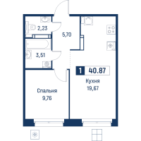 2 ккв (Евро) № 130 Корп.: 6 , Секция 1  в ЖК Символист