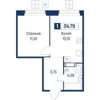 1 ккв № 112 Корп.: 6 , Секция 1  в ЖК Символист