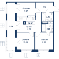 3 ккв № 133 Корп.: 6 , Секция 1  в ЖК Символист