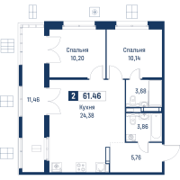 3 ккв (Евро) № 148 Корп.: 6 , Секция 1  в ЖК Символист