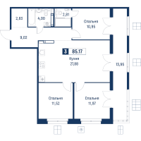4 ккв (Евро) № 154 Корп.: 6 , Секция 1  в ЖК Символист