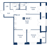 4 ккв (Евро) № 180 Корп.: 6 , Секция 1  в ЖК Символист
