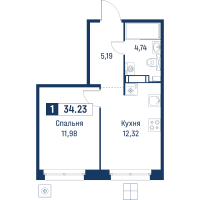 1 ккв № 72 Корп.: 6 , Секция 1  в ЖК Символист