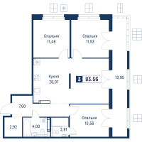 4 ккв (Евро) № 166 Корп.: 6 , Секция 1  в ЖК Символист