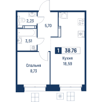 2 ккв (Евро) № 195 Корп.: 6 , Секция 1  в ЖК Символист