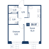 2 ккв (Евро) № 169 Корп.: 6 , Секция 1  в ЖК Символист