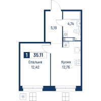 1 ккв № 57 Корп.: 6 , Секция 1  в ЖК Символист