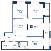 4 ккв (Евро) № 179 Корп.: 6 , Секция 1  в ЖК Символист