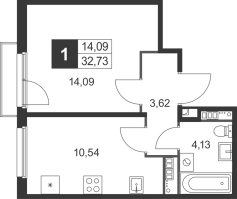 1 ккв № 85 Корп.: 7 , Секция 4  в ЖК Слобода