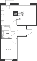 2 ккв (Евро) № 66 Корп.: 7 , Секция 3  в ЖК Слобода