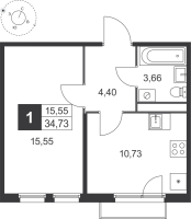 1 ккв № 76 Корп.: 5 , Секция 3  в ЖК Слобода