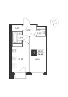1 ккв № 122 Корп.: 5 , Секция 5  в ЖК Слобода