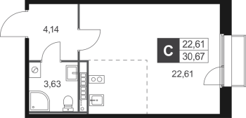 Студия № 70 Корп.: 7 , Секция 4  в ЖК Слобода