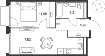 2 ккв № 22 Корп.: 6 , Секция 1  в ЖК Слобода