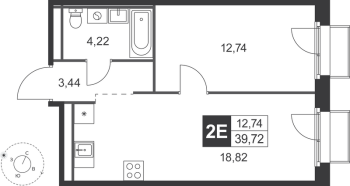 2 ккв (Евро) № 125 Корп.: 5 , Секция 5  в ЖК Слобода
