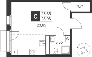 Студия № 21 Корп.: 5 , Секция 1  в ЖК Слобода