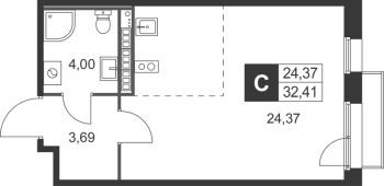 Студия № 111 Корп.: 7 , Секция 5  в ЖК Слобода