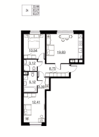 3 ккв (Евро) № 29 Корп.: 1 , Секция 3  в ЖК Соло. Петергоф
