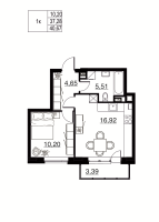 2 ккв (Евро) № 16 Корп.: 1 , Секция 2  в ЖК Соло. Петергоф