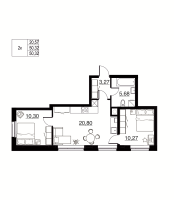 3 ккв (Евро) № 13 Корп.: 1 , Секция 2  в ЖК Соло. Петергоф