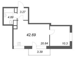 2 ккв (Евро) № 27 Корп.: 1 , Секция 3  в ЖК Соло. Петергоф
