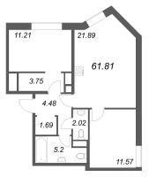 3 ккв (Евро) № 26 Корп.: 1 , Секция 3  в ЖК Соло. Петергоф