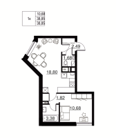 2 ккв (Евро) № 40 Корп.: 1 , Секция 4  в ЖК Соло. Петергоф