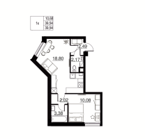 2 ккв (Евро) № 36 Корп.: 1 , Секция 4  в ЖК Соло. Петергоф