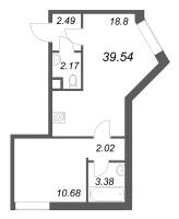 2 ккв (Евро) № 1 Корп.: 1 , Секция 1  в ЖК Соло. Петергоф