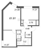 3 ккв (Евро) № 18 Корп.: 1 , Секция 2  в ЖК Соло. Петергоф
