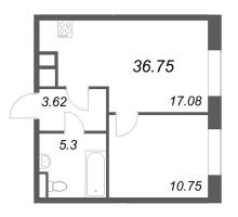 2 ккв (Евро) № 38 Корп.: 1 , Секция 4  в ЖК Соло. Петергоф