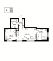 3 ккв (Евро) № 24 Корп.: 1 , Секция 3  в ЖК Соло. Петергоф
