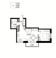 2 ккв (Евро) № 27 Корп.: 1 , Секция 3  в ЖК Соло. Петергоф