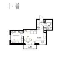 2 ккв (Евро) № 17 Корп.: 1 , Секция 2  в ЖК Соло. Петергоф