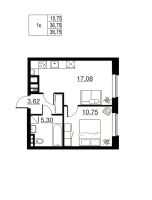 2 ккв (Евро) № 38 Корп.: 1 , Секция 4  в ЖК Соло. Петергоф
