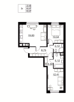 3 ккв (Евро) № 15 Корп.: 1 , Секция 2  в ЖК Соло. Петергоф