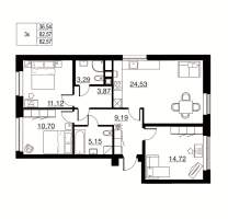4 ккв (Евро) № 3 Корп.: 1 , Секция 1  в ЖК Соло. Петергоф