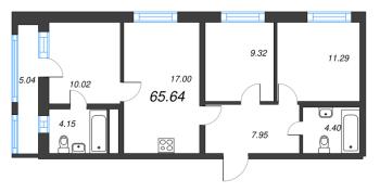 4 ккв (Евро) № 240а Корп.: 1 , Секция а  в ЖК Старлайт