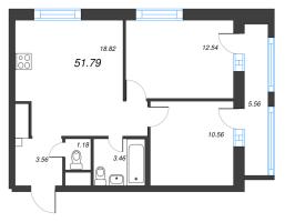 3 ккв (Евро) № 241а Корп.: 1 , Секция а  в ЖК Старлайт