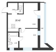 2 ккв (Евро) № 117в Корп.: 1 , Секция в  в ЖК Старлайт