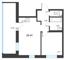 2 ккв (Евро) № 128в Корп.: 1 , Секция в  в ЖК Старлайт
