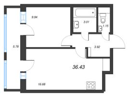 2 ккв (Евро) № 285б Корп.: 1 , Секция б  в ЖК Старлайт