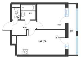 2 ккв (Евро) № 280а Корп.: 1 , Секция а  в ЖК Старлайт