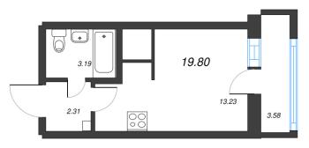 Студия № 242а Корп.: 1 , Секция а  в ЖК Старлайт