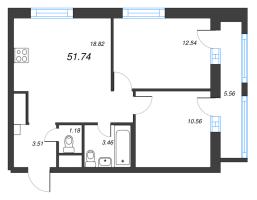 3 ккв (Евро) № 253а Корп.: 1 , Секция а  в ЖК Старлайт