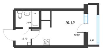Студия № 242б Корп.: 1 , Секция б  в ЖК Старлайт