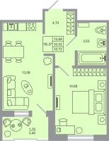 1 ккв № 170 Корп.: 21 , Секция 1  в ЖК Стороны света-2