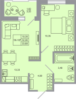 1 ккв № 143 Корп.: 17 , Секция 1  в ЖК Стороны света-2
