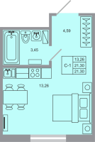 Студия № 14 Корп.: 17 , Секция 1  в ЖК Стороны света-2