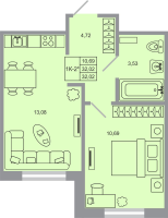 1 ккв № 5 Корп.: 20 , Секция 1  в ЖК Стороны света-2